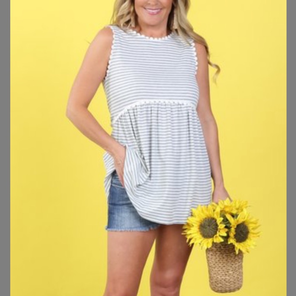 Stripe and lace babydoll top size S